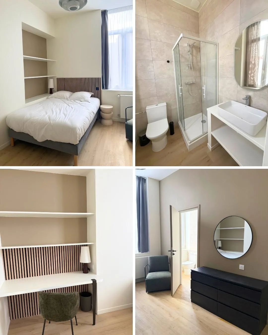 Details of the finished bedroom and shower room